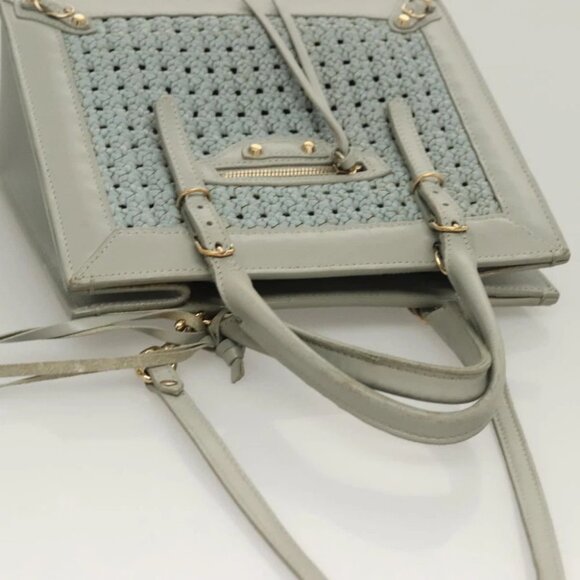 BALENCIAGA Hand Bag Leather 2way Gray Gold - Picture 8 of 15